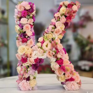 Standing Letter Arrangement (Alphabet) | 40–50 Mix Flowers | Anniversary | Baby Girl | Romance | Wedding | Perfect Gift