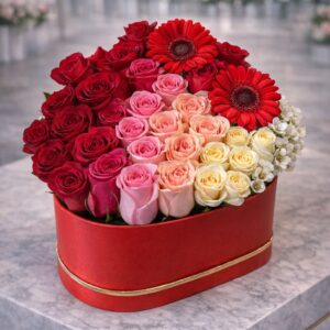 Sweet Heart Flower Arrangement | 30 Roses & 2 Gerberas | Anniversary | Valentine's Day | Love | Romance | Surprise