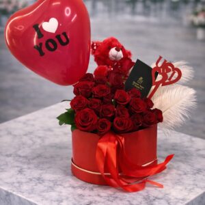 Song of Valentine Arrangement | 19–51 Roses + Teddy, Balloon & ‘I Love You’ Stick | Anniversary | Valentine's Day | Gift of Love